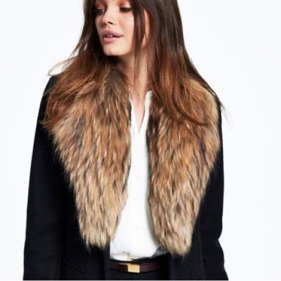 Black faux fur jacket blazer size S removable‎ fur black brown classic elegant - Picture 2 of 12